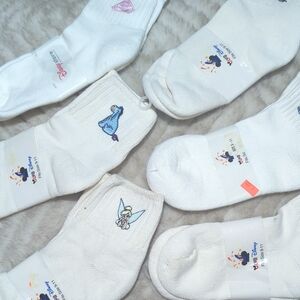 6 Pair White Disney Character Socks Set